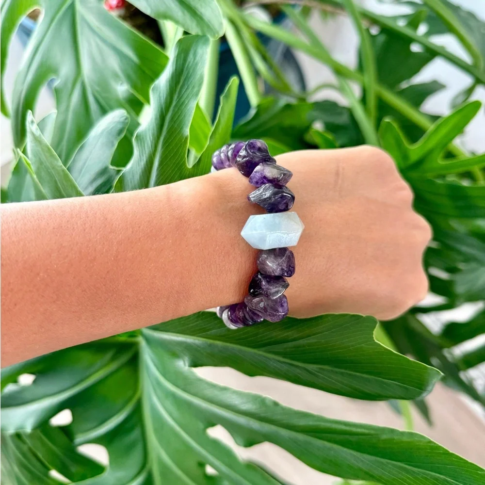 Amethyst & Aquamarine Bracelet (one)